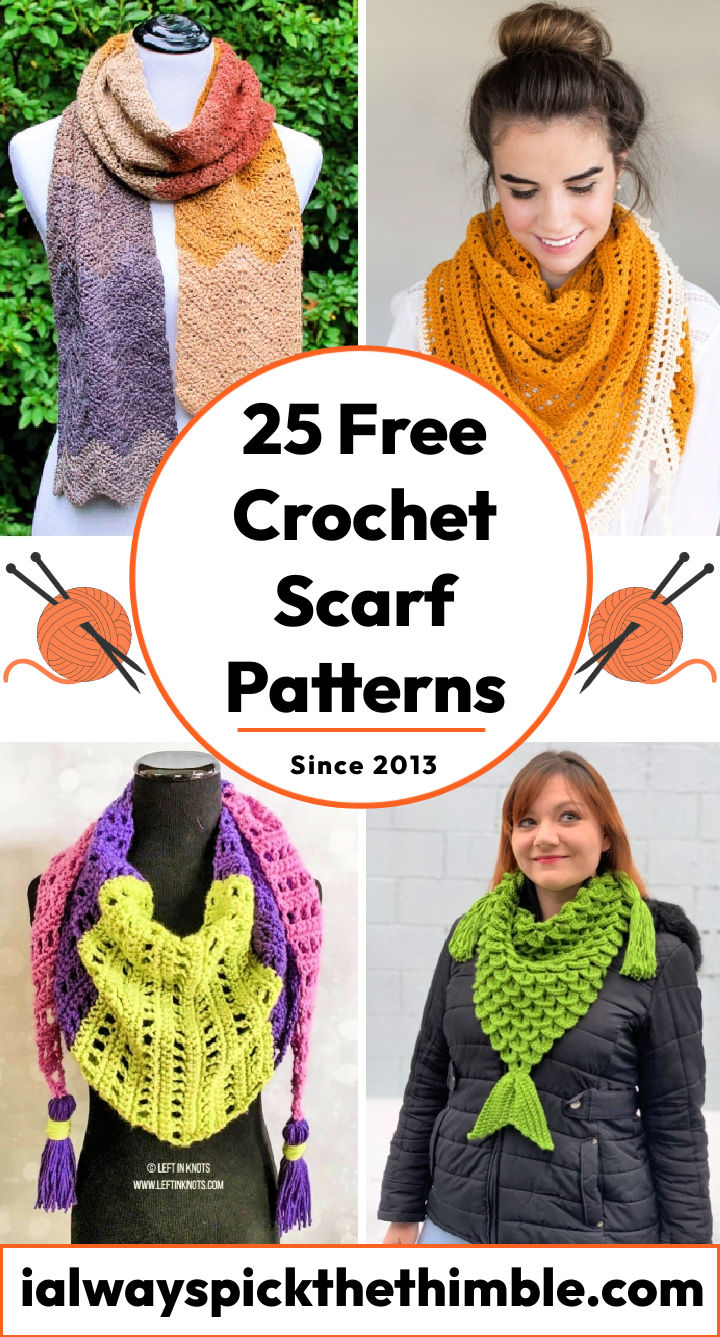 25 Free Crochet Scarf Patterns {PDF Pattern}