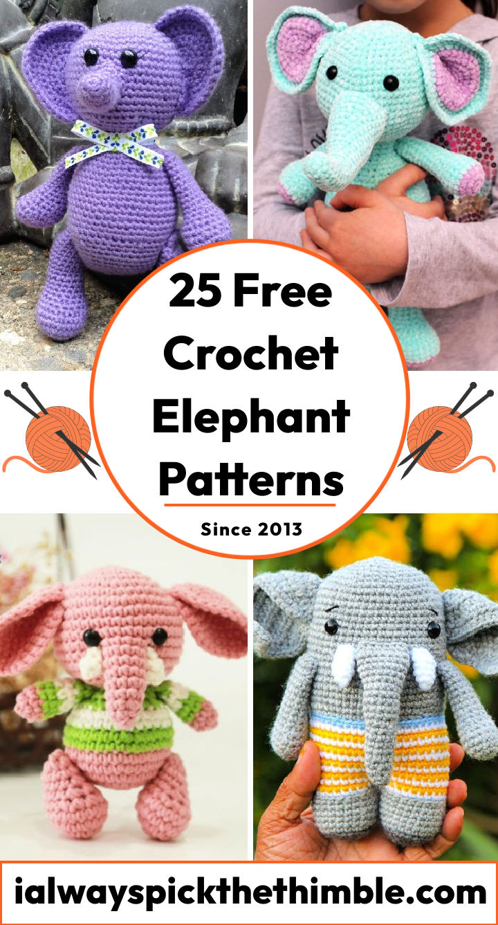 Elephant Crochet Pattern
 25 Free Crochet Elephant Patterns Amigurumi Pattern