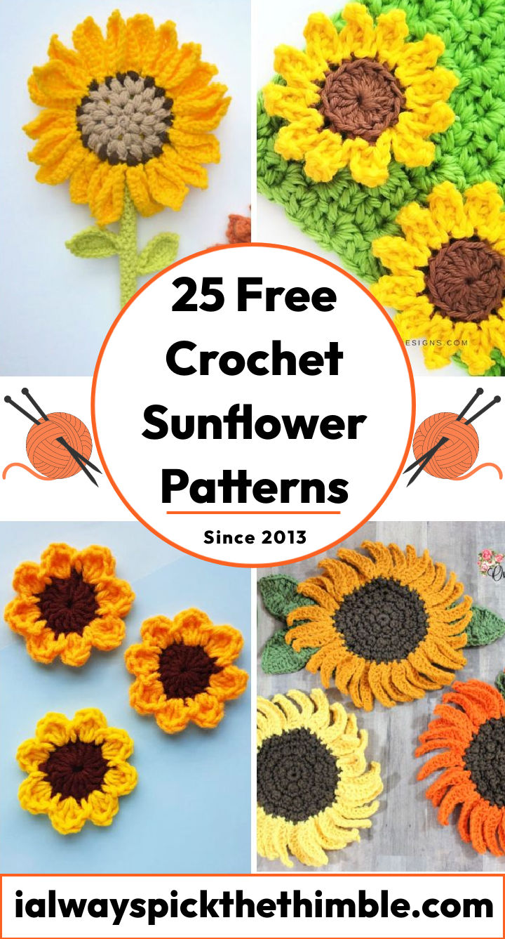 25 Free Crochet Sunflower Patterns (Step by Step Pattern)