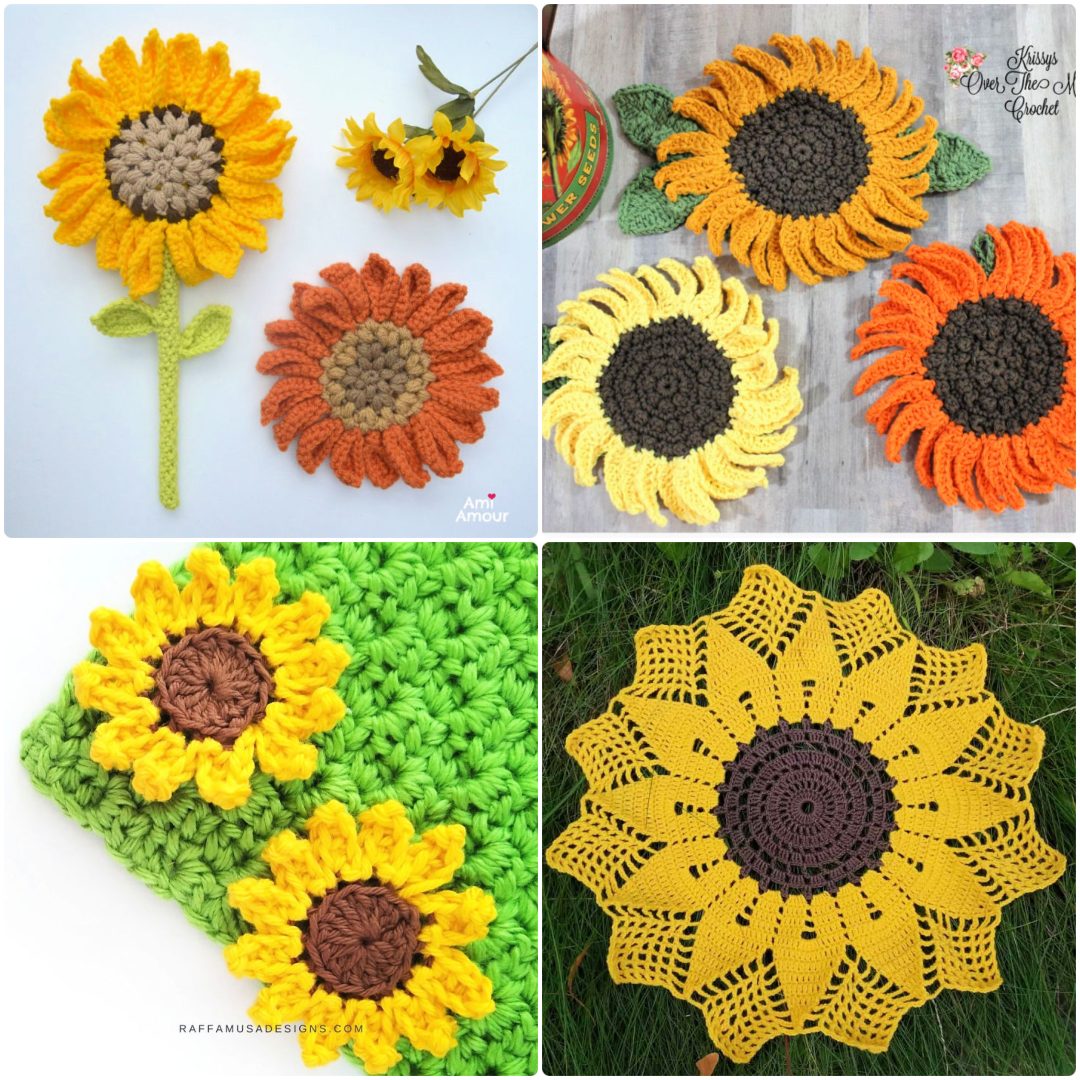 Sunflower plant no sewing parts: Crochet pattern