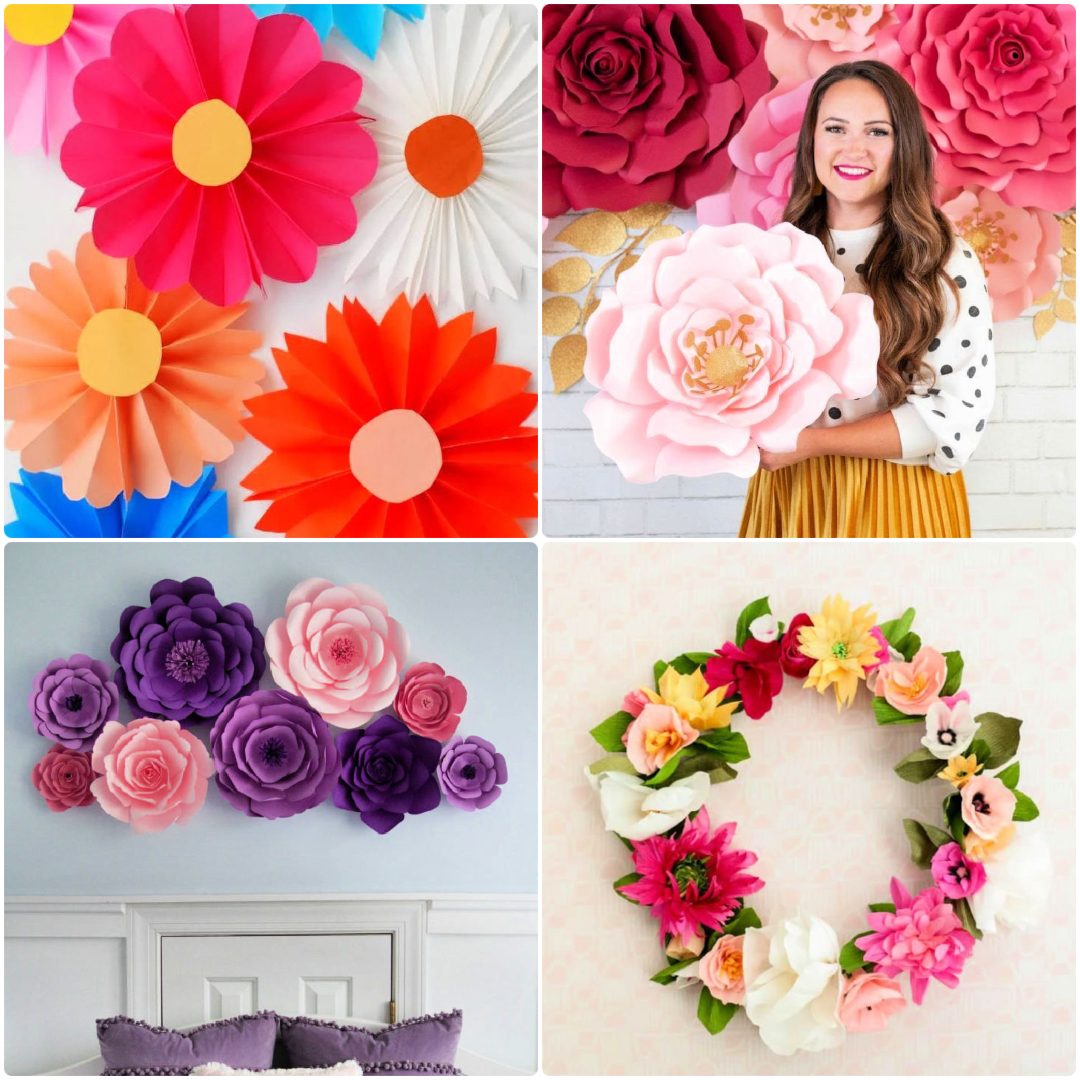 GIANT ROSE PAPER FLOWERS DECORATION IDEAS FOR ROOM & ANY OCCASION AT HOME 